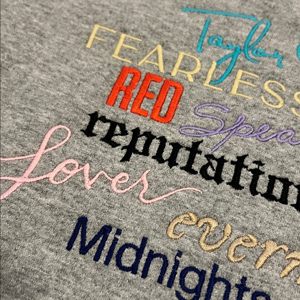 Taylor Swift Albums Embroidered Gray Sweatshirt Small Swiftie Apparel Cozy Top - Picture 5 of 16